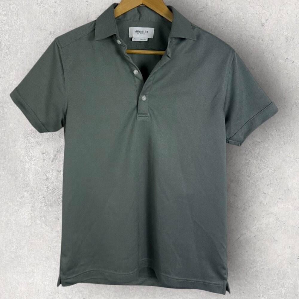 Ministry of Supply Short Sleeve Polo Shirt Mens Size Small Grey Golf Pickleball
